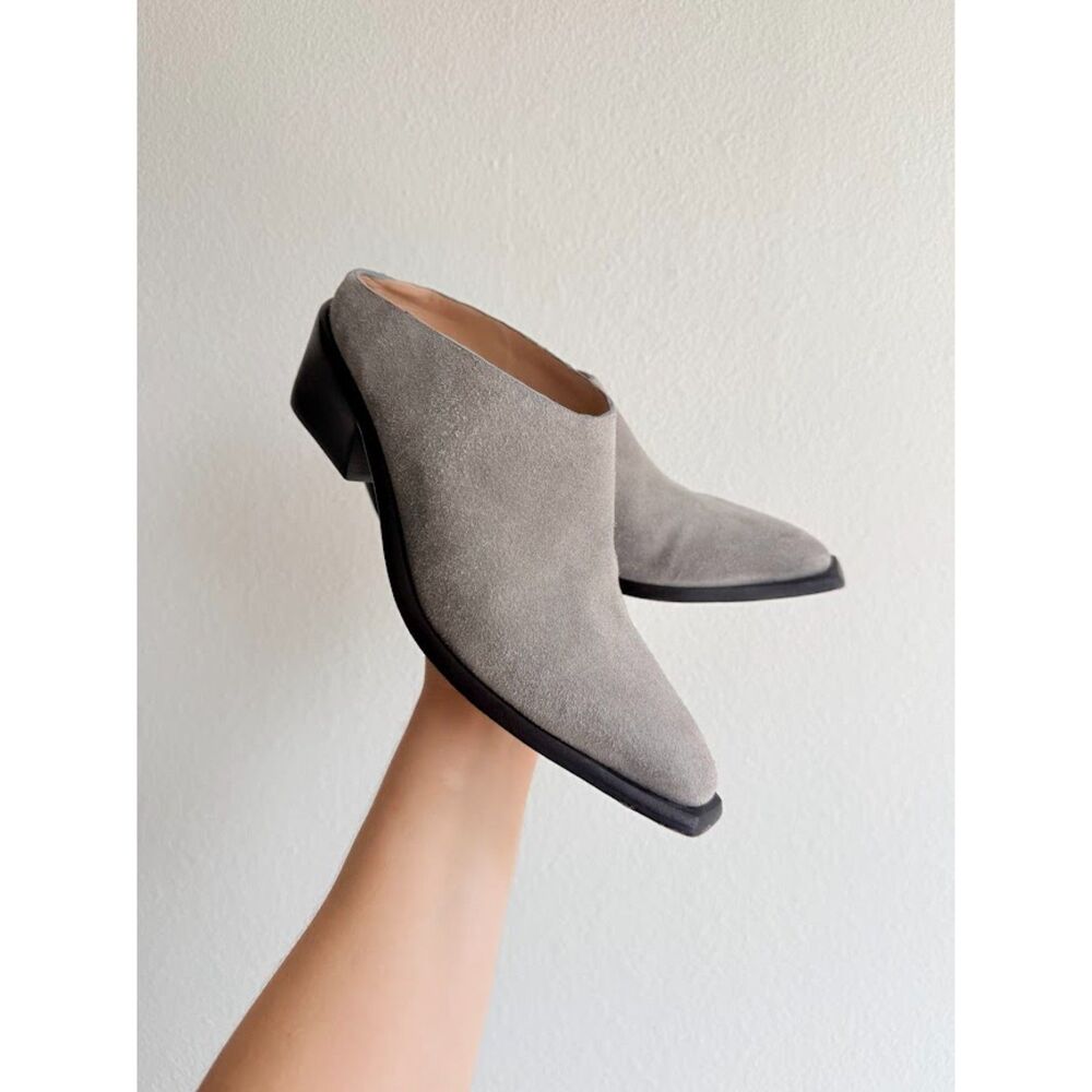 WAL & PAI Mirage Western Suede Slip On Mules with Square Toe in Gray size 37